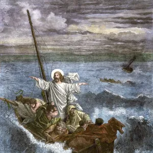 Jesus calming the storm on the Sea of Galilee