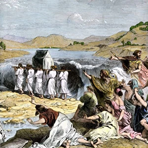 Jews crossing the Jordan River with the Ark of the Covenant