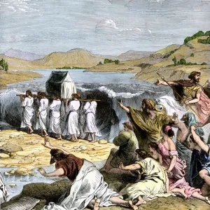 Jews crossing the Jordan River with the Ark of the Covenant