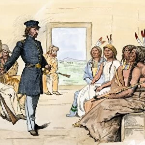 John C. Fremont meeting Plains chiefs at Fort Laramie, 1840s