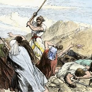 Joshua leading the Hebrews against Jericho