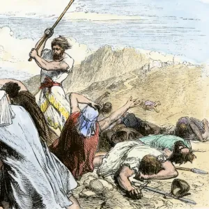 Joshua leading the Hebrews against Jericho