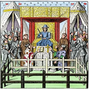 Judge and courtroom in the Middle Ages
