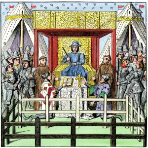 Judge and courtroom in the Middle Ages