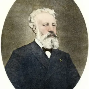 Jules Verne. Hand-colored halftone reproduction of a photograph Jules Verne. Hand-colored halftone reproduction of a photograph