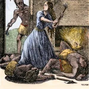 Kentucky woman fighting off Native Americans, 1791