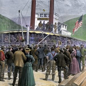 Klondyke Gold Rush riverboat in Dawson City, 1898