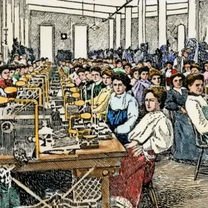 19th-Century Knitting Mill Print