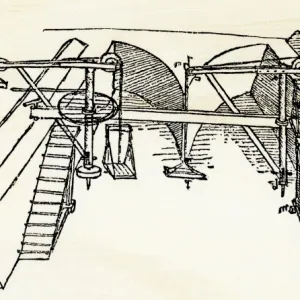 Leonardo da Vinci drawing of a canal dredge