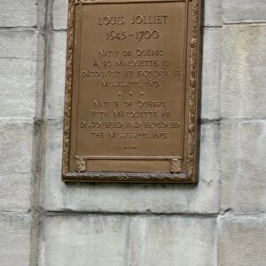 Louis Joliet memorial plaque in old Quebec