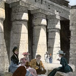 Lunch for visitors to an ancient Egyptian temple, 1800s