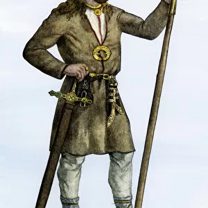 Man dressed in traditional Celt or Finnish attire
