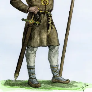 Man dressed in traditional Celt or Finnish attire