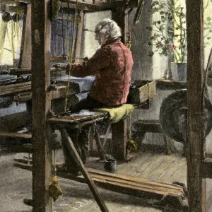 Man Weaving on a Large Hand-Loom Print Man Weaving on a Large Hand-Loom Print