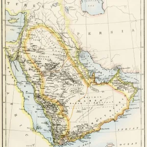 Print of a 19th-century color lithograph map Print of a 19th-century color lithograph map