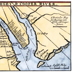 Map of colonial Charleston, South Carolina, 1600s