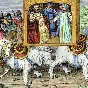 Marco Polo in Kublai Khan's Elephant Carriage Print