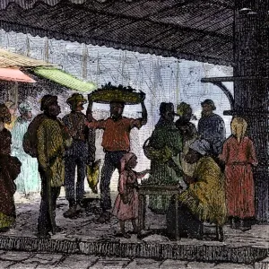 Market in the French Quarter of New Orleans, 1870s