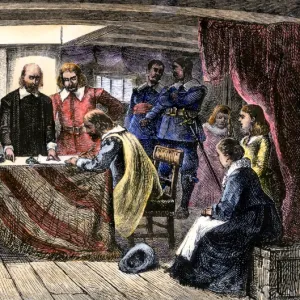 Mayflower Compact signed by the Plymouth colonists, 1620