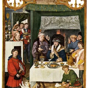 Medieval lord at dinner