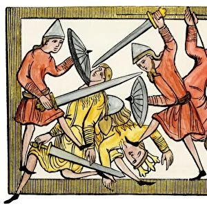Medieval Saxons in battle
