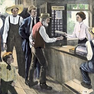 Meeting the new postmistress, early 1900s