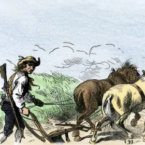 Minuteman farmer in New England, 1775