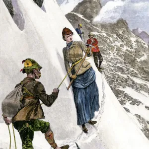 Mountain climbers in the Alps, 1880s