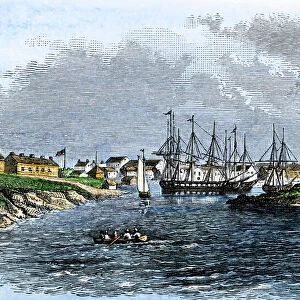 US Navy base at Sackets Harbor, NY, 1814
