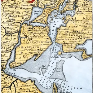 New York harbor chart, 1733 New York harbor chart, 1733