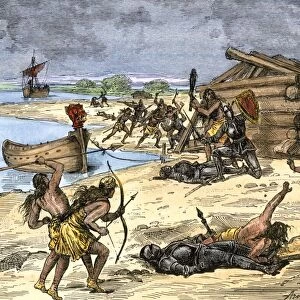 Norse settlers in battle with New World natives