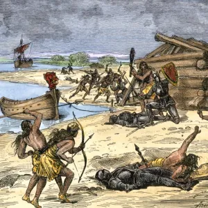 Norse settlers in battle with New World natives