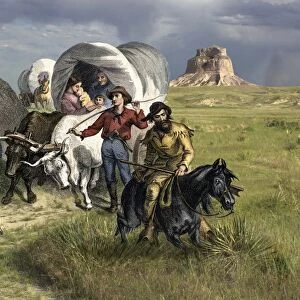 Oregon Trail pioneers on the Great Plains