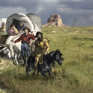 Oregon Trail pioneers on the Great Plains