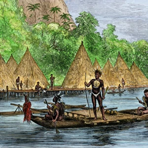 Papua, New Guinea, native village