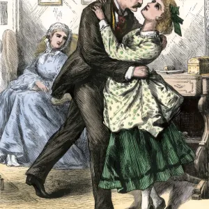 Passionate embrace in the 19th century