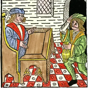 Peasant paying rent in the late Middle Ages