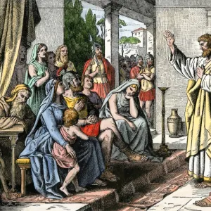 Peter preaching in the house of Cornelius