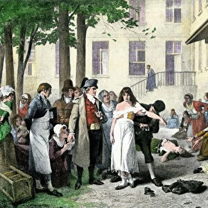Pinel releasing mental patients from shackles in France, 1796