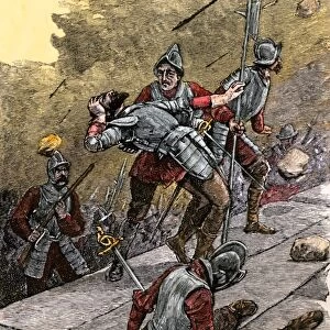 Pizarro capturing Inca stronghold in Peru, 1533