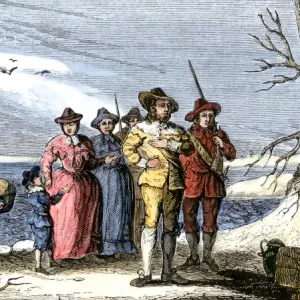 Plymouth colonists landing, 1620