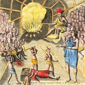 Pocahontas begs Powhatan to spare John Smiths life Pocahontas begs Powhatan to spare John Smiths life