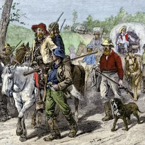 Pro-slavery voters from Missouri entering Kansas Territory, 1850s Pro-slavery voters from Missouri entering Kansas Territory, 1850s
