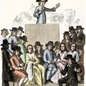 Quaker meeting in England, 1710