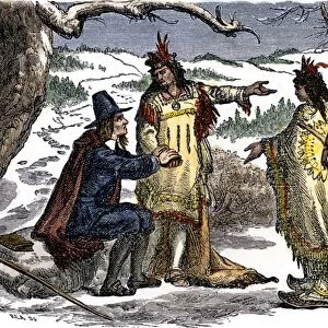 Rhode Island natives befriending Roger Williams, 1635