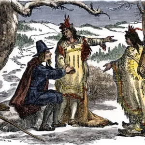 Rhode Island natives befriending Roger Williams, 1635