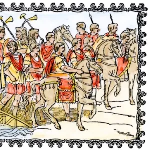 Roman army crossing the Danube