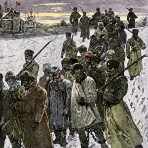 Russian prisoners forced to work in Siberia, 1880s