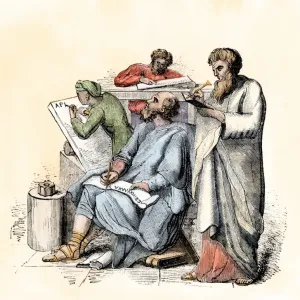 Scribes using the stylus and other means of writing in ancient times Scribes using the stylus and other means of writing in ancient times