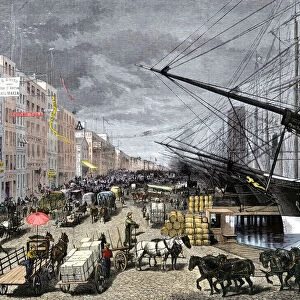 South Street docks in New York City, 1870s